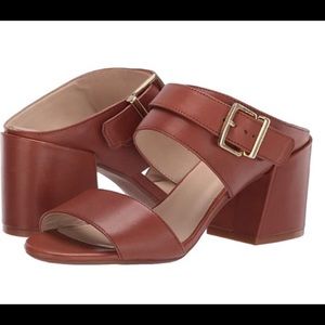 Kenneth Cole New York Women's Hannon Leather Adjustable Strap Heeled Sandal